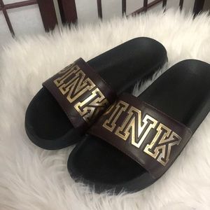 🔥🔥🔥PINK BURGUNDY And GOLD SLIDE Size M